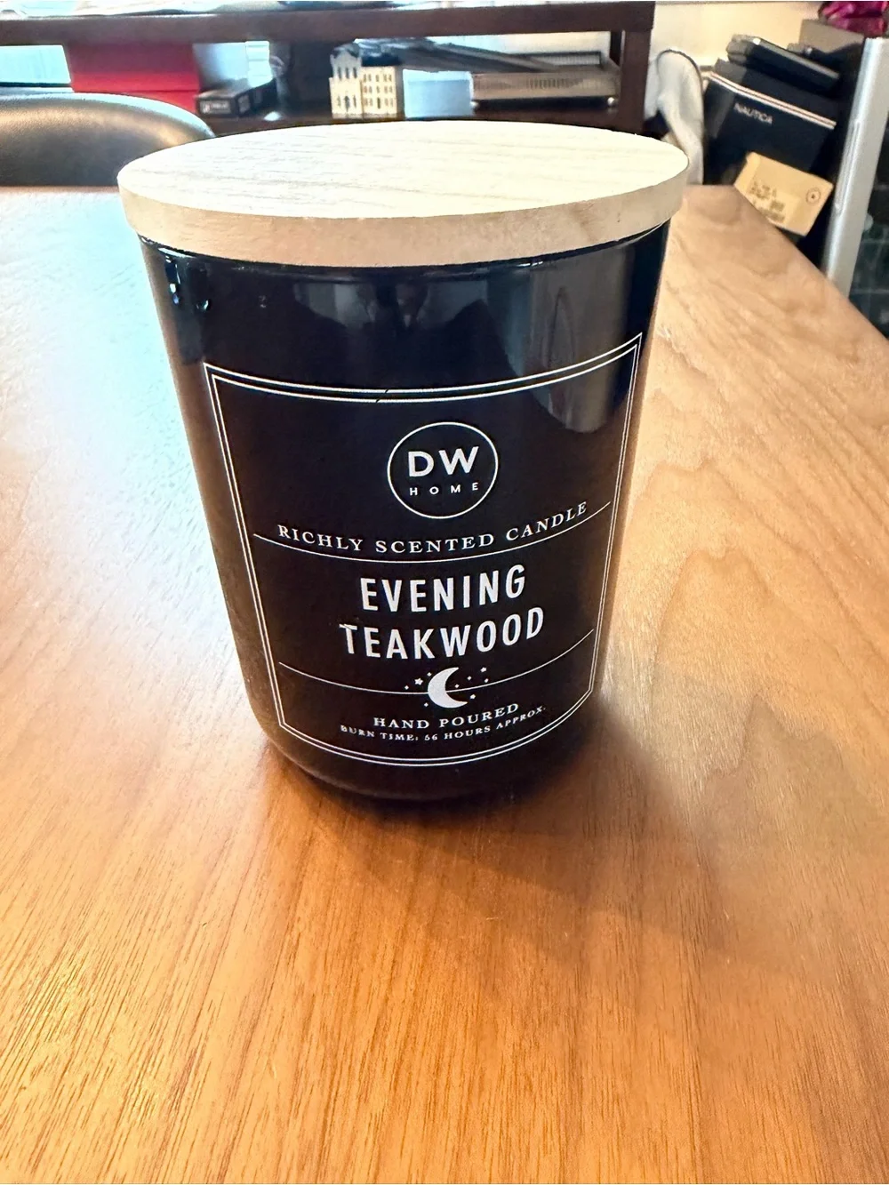 DW Home Evening Teakwood Scented Candle - Black Jar with Wood Lid